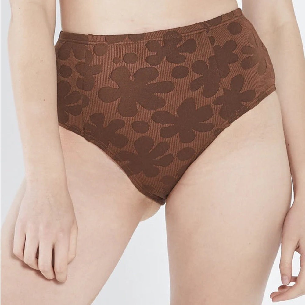 Thrills Co Layla High Waisted Bikini Bottom Brown Flowers